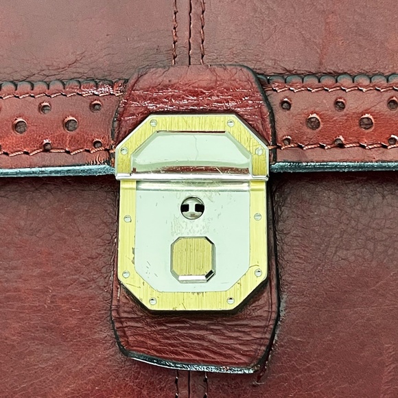 Renwick Canada Briefcase Bag Oxblood Leather Business Bag Vintage Luxe Rare - Picture 9 of 11